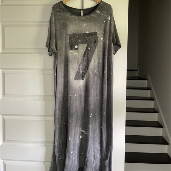Rare Magnolia Pearl  7 (Seven) Pullover Tee Dress w/ Distressing & Fading ~ Ozzy - Picture 4 of 6